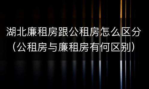 湖北廉租房跟公租房怎么区分（公租房与廉租房有何区别）