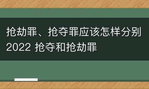 抢劫罪、抢夺罪应该怎样分别2022 抢夺和抢劫罪