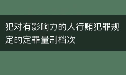 犯对有影响力的人行贿犯罪规定的定罪量刑档次