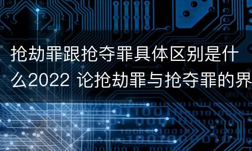 抢劫罪跟抢夺罪具体区别是什么2022 论抢劫罪与抢夺罪的界限