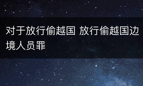 对于放行偷越国 放行偷越国边境人员罪