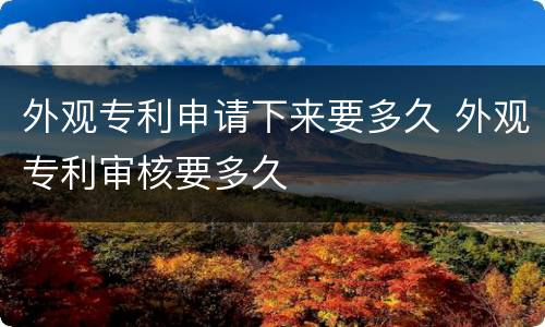 外观专利申请下来要多久 外观专利审核要多久