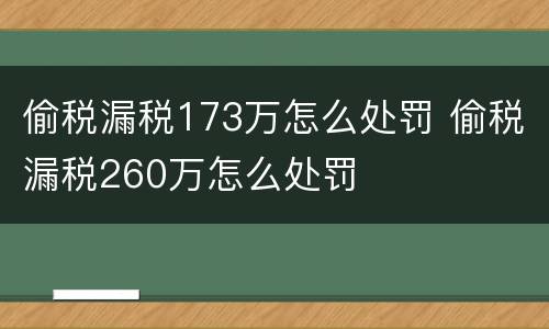 偷税漏税173万怎么处罚 偷税漏税260万怎么处罚