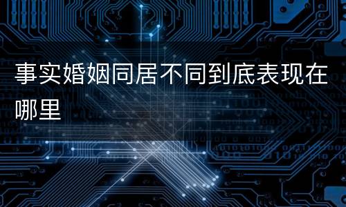 事实婚姻同居不同到底表现在哪里