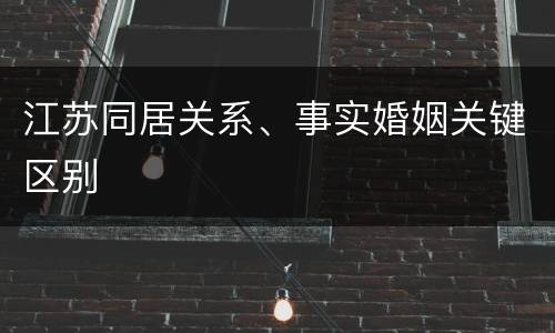 江苏同居关系、事实婚姻关键区别
