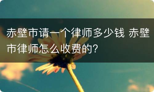 赤壁市请一个律师多少钱 赤壁市律师怎么收费的?