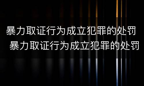 暴力取证行为成立犯罪的处罚 暴力取证行为成立犯罪的处罚规定