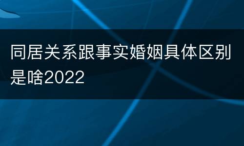 同居关系跟事实婚姻具体区别是啥2022