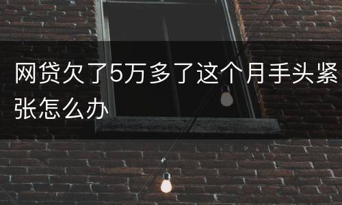 网贷欠了5万多了这个月手头紧张怎么办