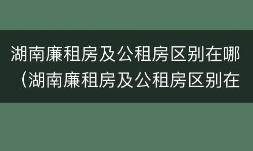 湖南廉租房及公租房区别在哪（湖南廉租房及公租房区别在哪儿）
