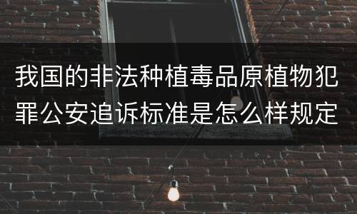 我国的非法种植毒品原植物犯罪公安追诉标准是怎么样规定
