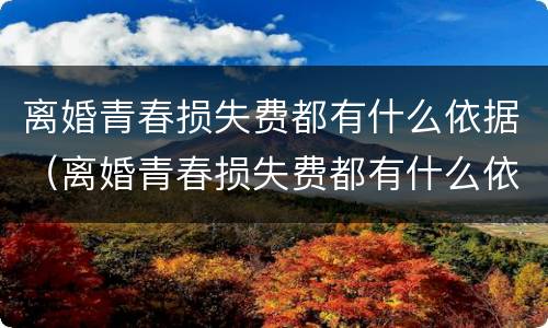 离婚青春损失费都有什么依据（离婚青春损失费都有什么依据呢）
