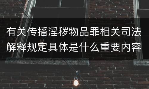 有关传播淫秽物品罪相关司法解释规定具体是什么重要内容