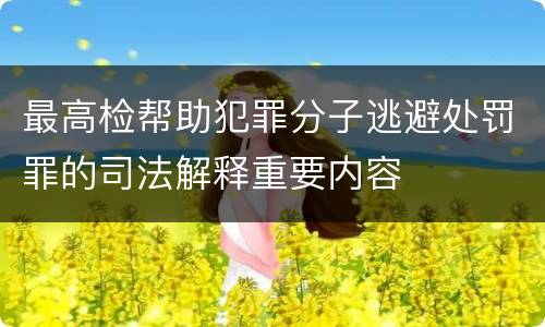 最高检帮助犯罪分子逃避处罚罪的司法解释重要内容