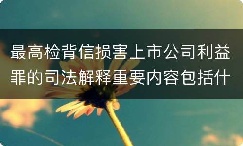 最高检背信损害上市公司利益罪的司法解释重要内容包括什么