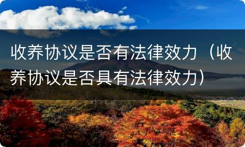 收养协议是否有法律效力（收养协议是否具有法律效力）