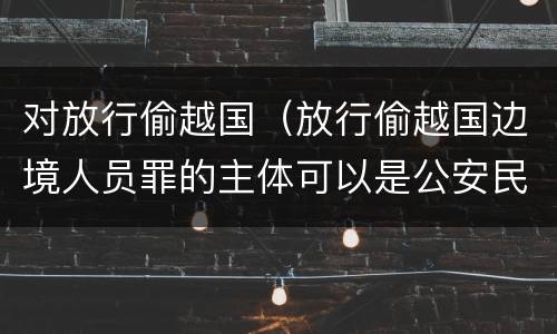 对放行偷越国（放行偷越国边境人员罪的主体可以是公安民警吗）
