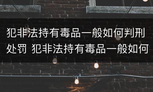 犯非法持有毒品一般如何判刑处罚 犯非法持有毒品一般如何判刑处罚多少钱
