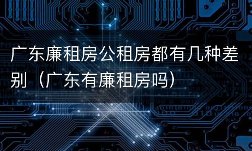 广东廉租房公租房都有几种差别（广东有廉租房吗）