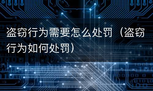 盗窃行为需要怎么处罚(盗窃行为如何处罚)