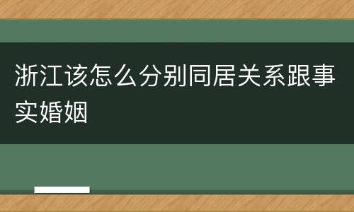浙江该怎么分别同居关系跟事实婚姻