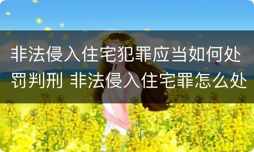 非法侵入住宅犯罪应当如何处罚判刑 非法侵入住宅罪怎么处罚