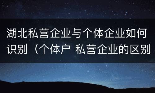 湖北私营企业与个体企业如何识别（个体户 私营企业的区别）