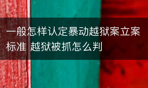 一般怎样认定暴动越狱案立案标准 越狱被抓怎么判