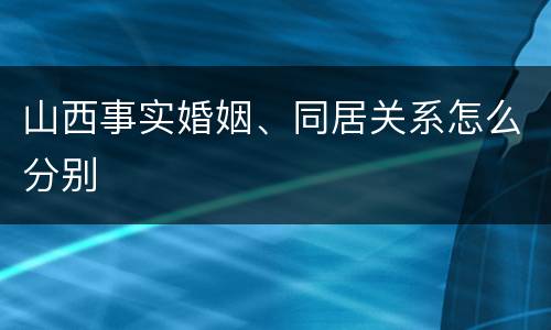 山西事实婚姻、同居关系怎么分别