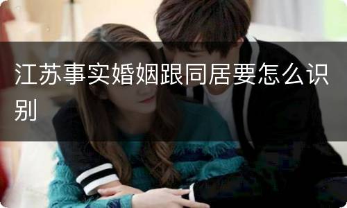 江苏事实婚姻跟同居要怎么识别