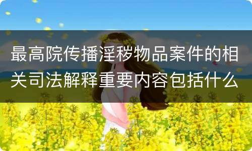 最高院传播淫秽物品案件的相关司法解释重要内容包括什么
