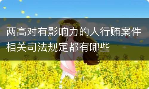 两高对有影响力的人行贿案件相关司法规定都有哪些