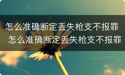 怎么准确断定丢失枪支不报罪 怎么准确断定丢失枪支不报罪呢