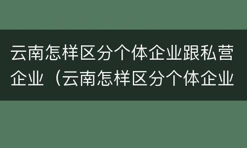 云南怎样区分个体企业跟私营企业（云南怎样区分个体企业跟私营企业的区别）