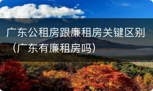 广东公租房跟廉租房关键区别（广东有廉租房吗）