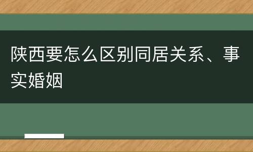 陕西要怎么区别同居关系、事实婚姻