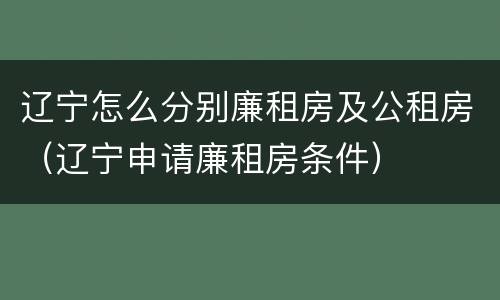 辽宁怎么分别廉租房及公租房（辽宁申请廉租房条件）
