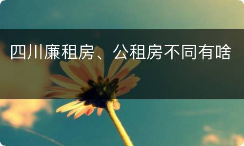 四川廉租房、公租房不同有啥