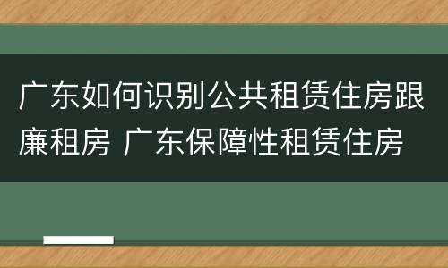 广东如何识别公共租赁住房跟廉租房 广东保障性租赁住房