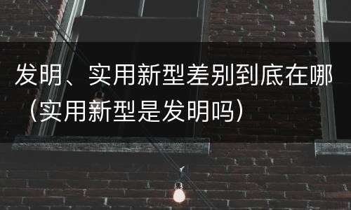 发明、实用新型差别到底在哪（实用新型是发明吗）