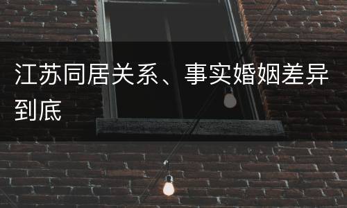 江苏同居关系、事实婚姻差异到底