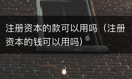 注册资本的款可以用吗（注册资本的钱可以用吗）