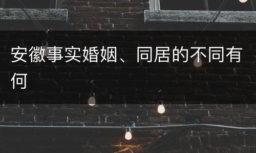 安徽事实婚姻、同居的不同有何