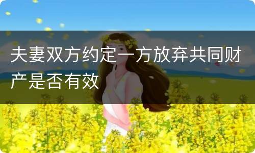 夫妻双方约定一方放弃共同财产是否有效