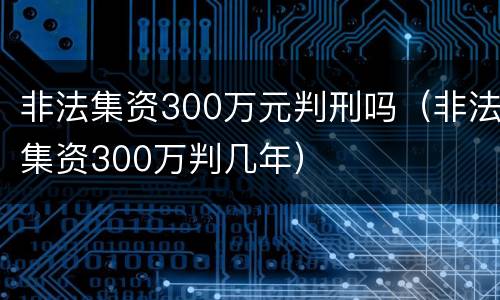 非法集资300万元判刑吗（非法集资300万判几年）