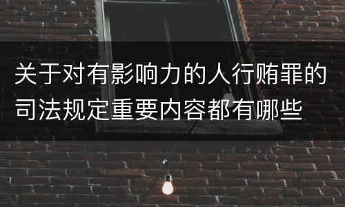 关于对有影响力的人行贿罪的司法规定重要内容都有哪些