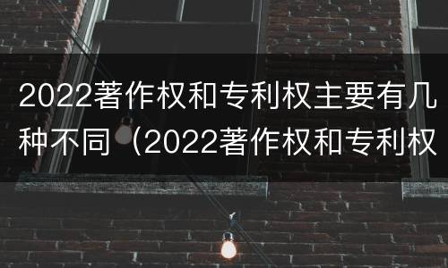 2022著作权和专利权主要有几种不同（2022著作权和专利权主要有几种不同之处）