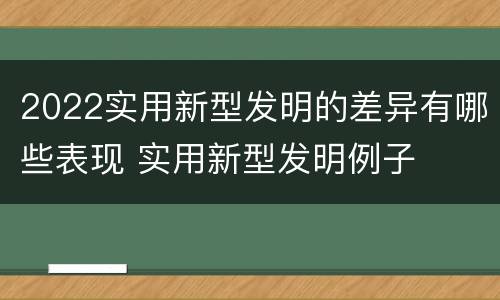 2022实用新型发明的差异有哪些表现 实用新型发明例子