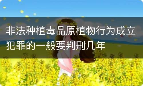 非法种植毒品原植物行为成立犯罪的一般要判刑几年