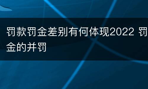 罚款罚金差别有何体现2022 罚金的并罚
